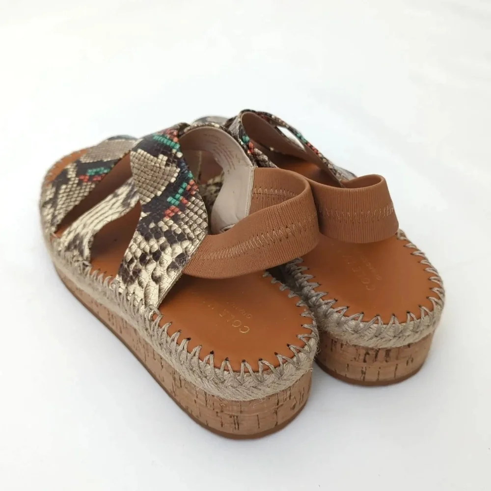 Cole Haan Grand ØS Cloud feel Vero Espadrille Leather Sandal Snake Print 9.5